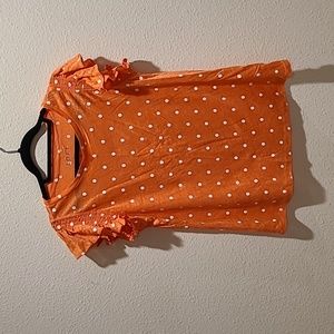 LOFT Linen Polka Dot Flutter Sleeve Top